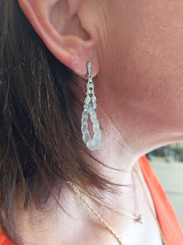 BOUCLES D'OREILLES CRISTAL ET DIAMANTS — vue 2