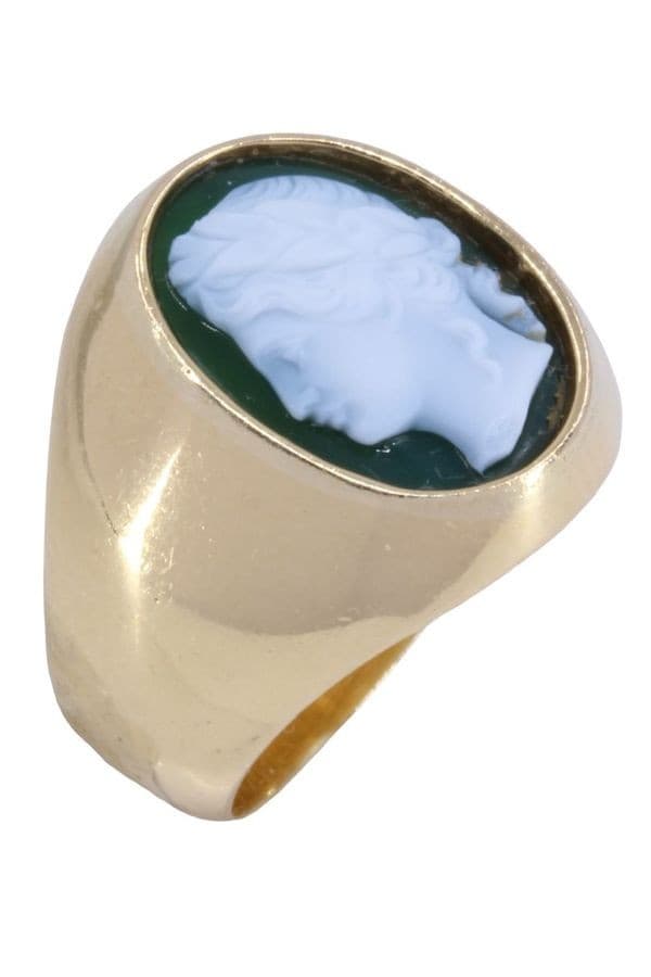 CHEVALIÈRE ANCIENNE AGATE VERTE — vue 3