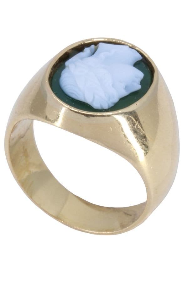 CHEVALIÈRE ANCIENNE AGATE VERTE — vue 4