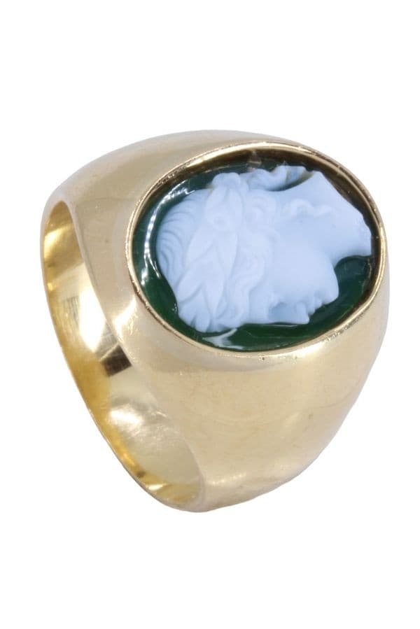 CHEVALIÈRE ANCIENNE AGATE VERTE — vue 5