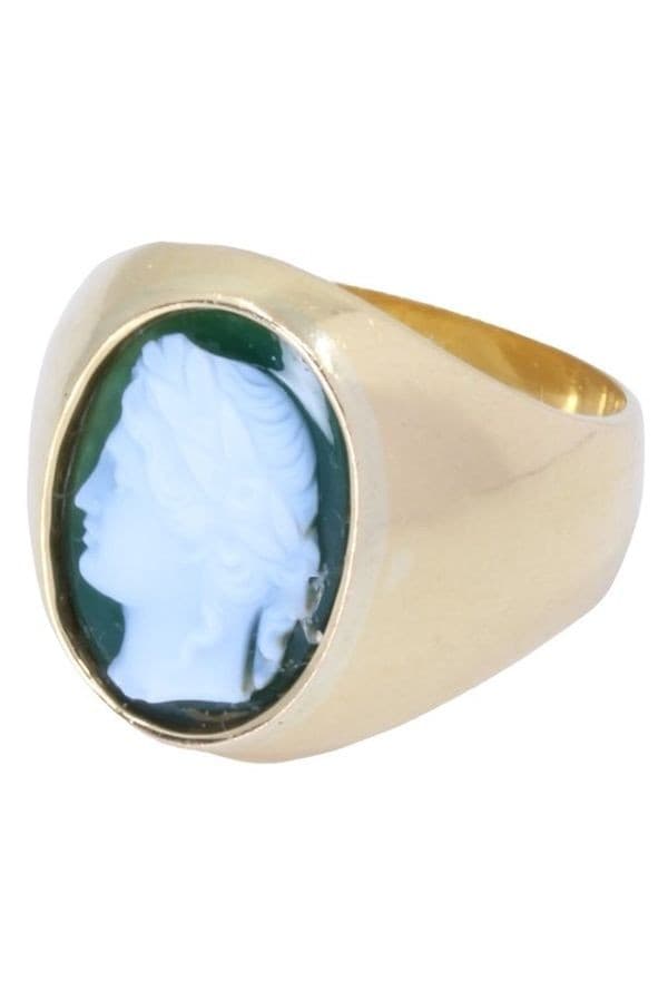 CHEVALIÈRE ANCIENNE AGATE VERTE — vue 6