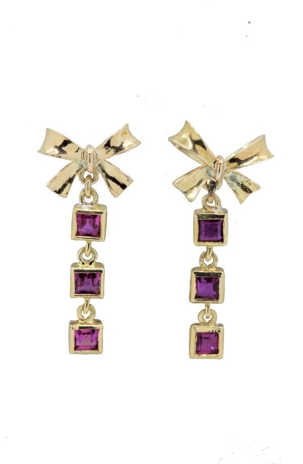 BOUCLE D'OREILLES SPINELLES ROSES — vue 1
