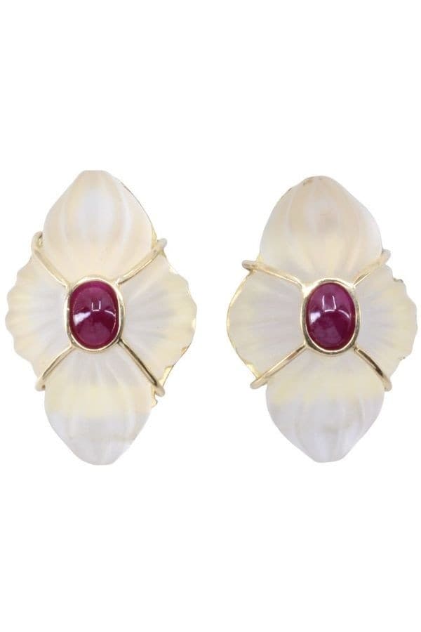 BOUCLES D'OREILLES RUBIS ET CRISTAL — vue 1