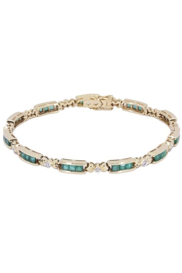 BRACELET MODERNE ÉMERAUDE ET DIAMANTS — vue 1