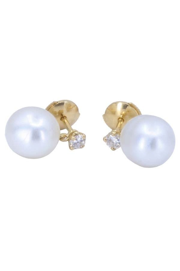 BOUCLES D'OREILLES PENDANTES PERLES ET DIAMANTS — vue 3