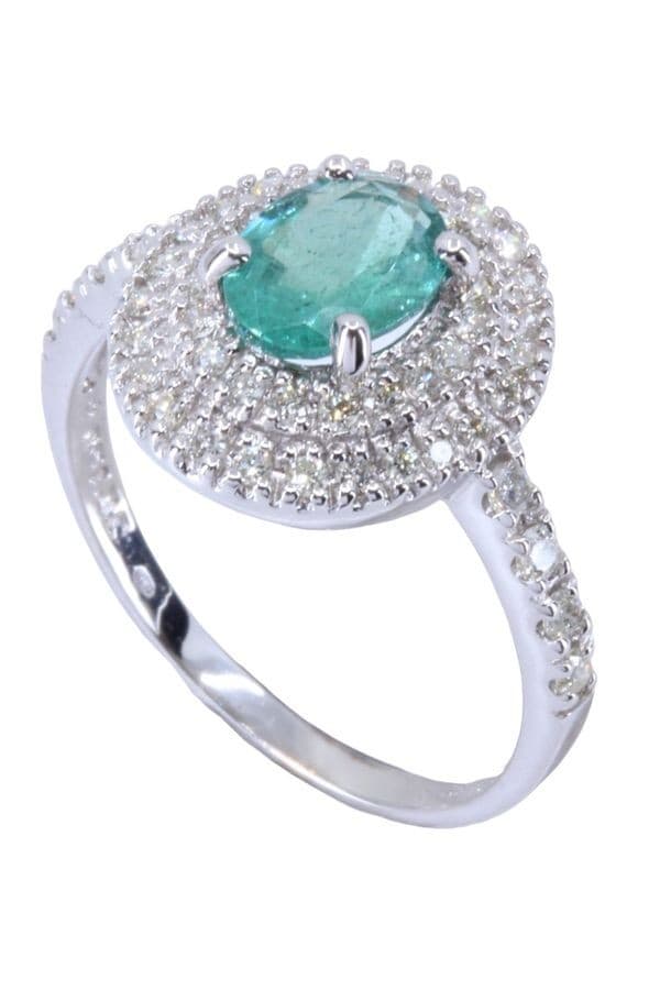 BAGUE MODERNE ÉMERAUDE ET DIAMANTS — vue 5