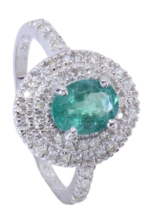 BAGUE MODERNE ÉMERAUDE ET DIAMANTS — vue 6