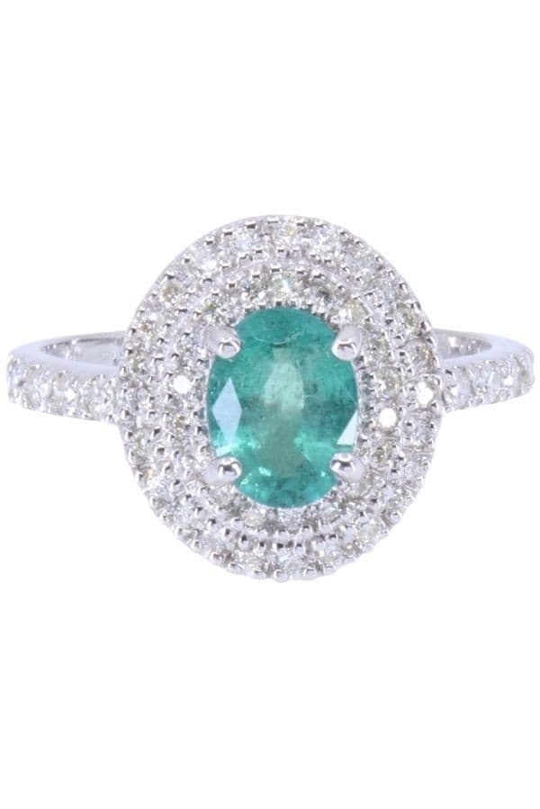 BAGUE MODERNE ÉMERAUDE ET DIAMANTS — vue 3
