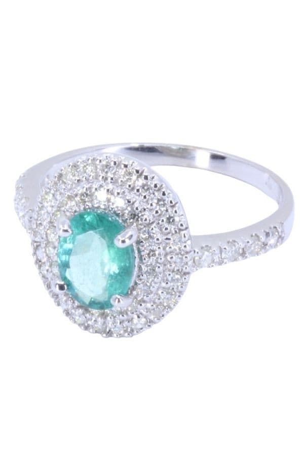 BAGUE MODERNE ÉMERAUDE ET DIAMANTS — vue 4