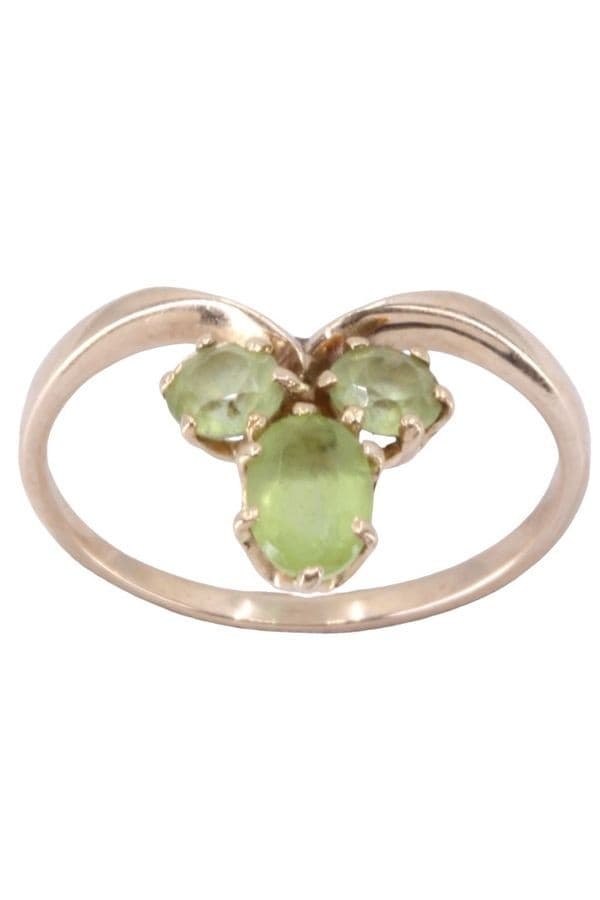 BAGUE ANCIENNE FLEUR DE LYS PÉRIDOTS — vue 1