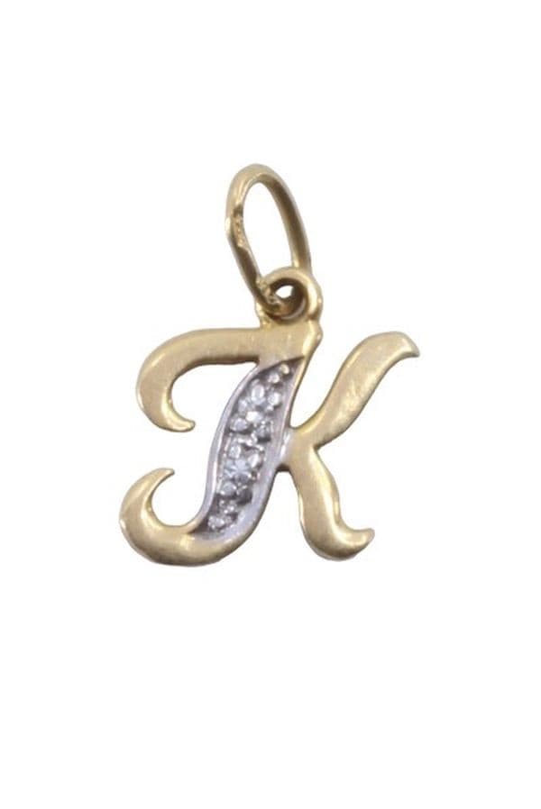 PENDENTIF INITIALE "K" DIAMANTS — vue 1