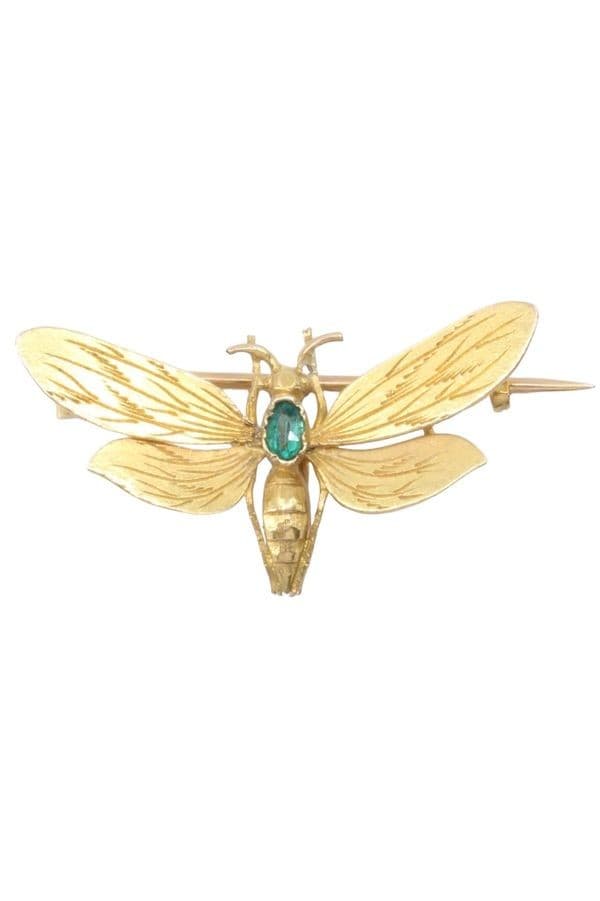 BROCHE LIBELLULE ÉMERAUDE — vue 1