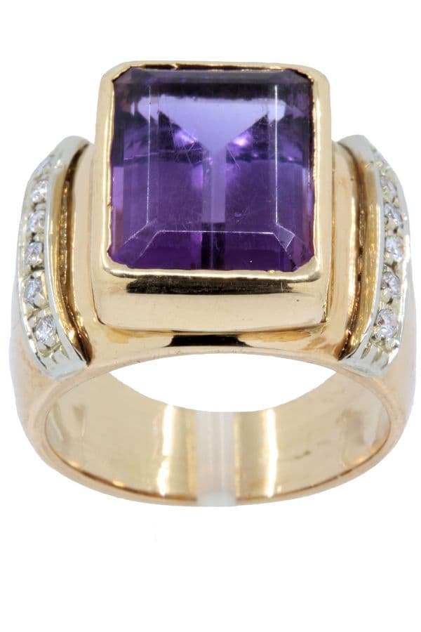 BAGUE TANK AMÉTHYSTE ET DIAMANTS — vue 1