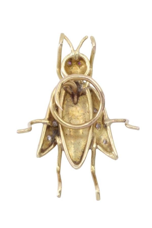 BROCHE INSECTE RUBIS ET DIAMANTS — vue 3