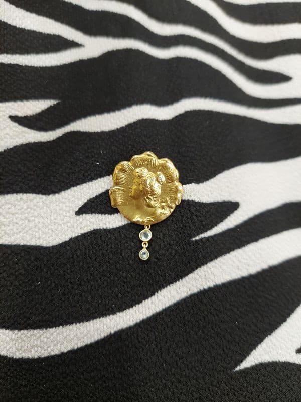 BROCHE AIGUE MARINE ET DIAMANTS — vue 2