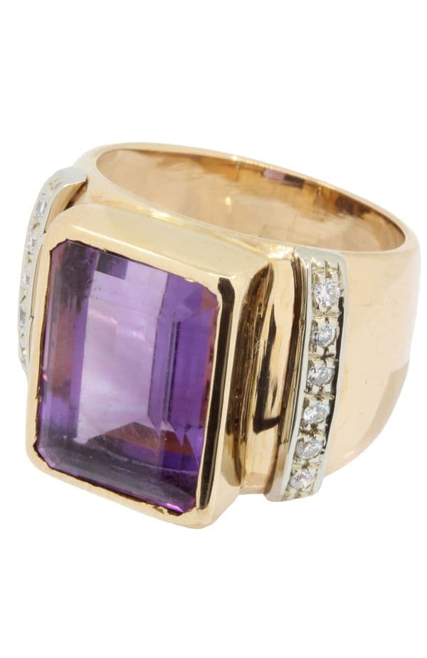 BAGUE TANK AMÉTHYSTE ET DIAMANTS — vue 2