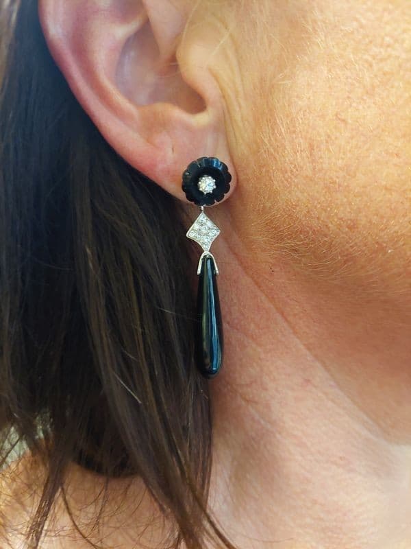 BOUCLES D'OREILLES PENDANTES ONYX — vue 2