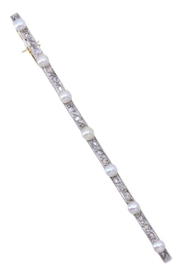 BROCHE ART-DÉCO PERLES ET DIAMANTS — vue 1