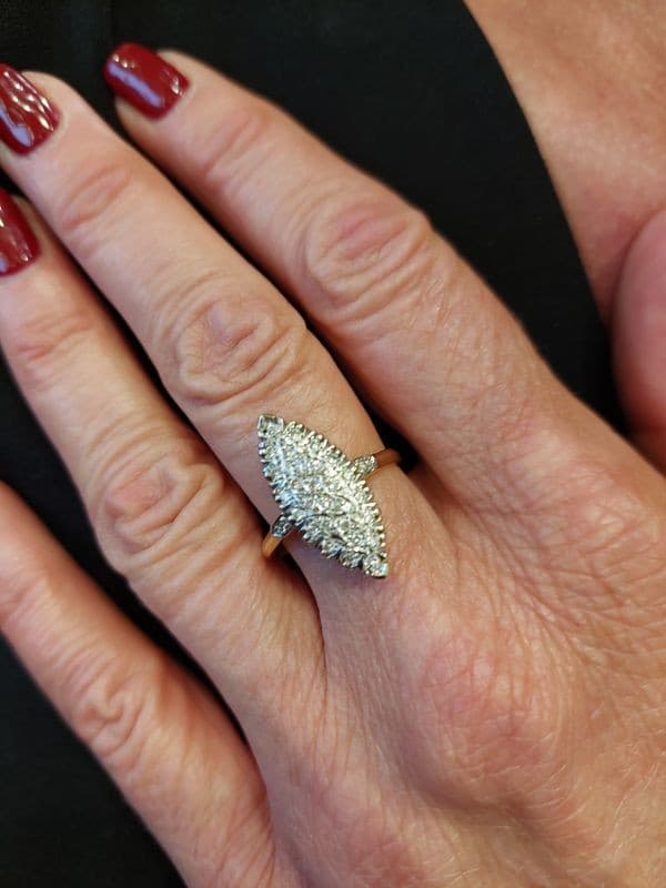 BAGUE MARQUISE DIAMANTS — vue 2