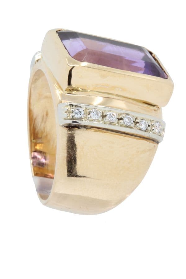 BAGUE TANK AMÉTHYSTE ET DIAMANTS — vue 4