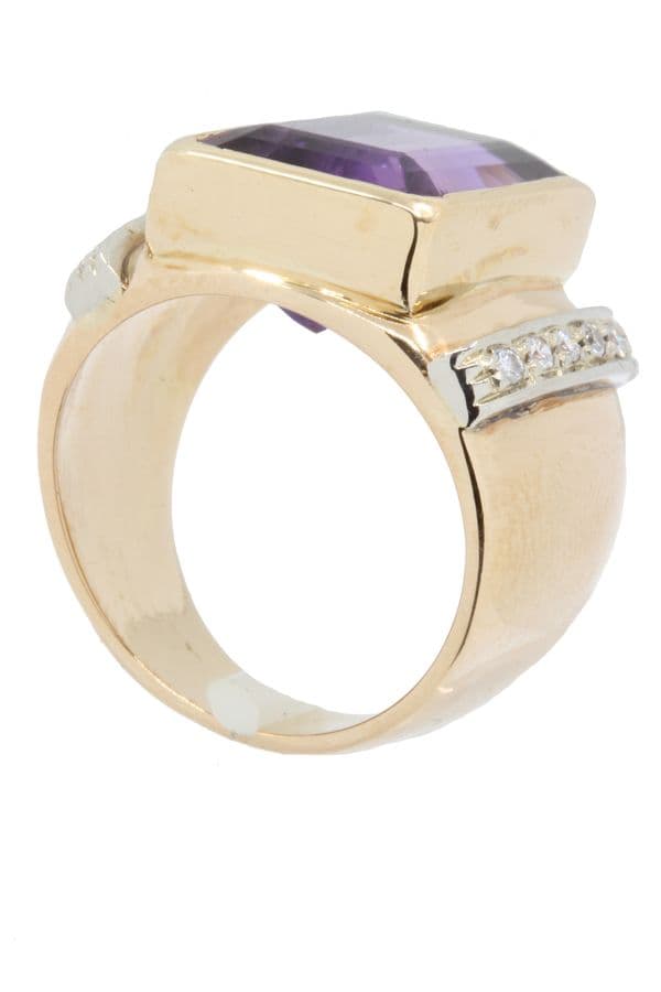 BAGUE TANK AMÉTHYSTE ET DIAMANTS — vue 5