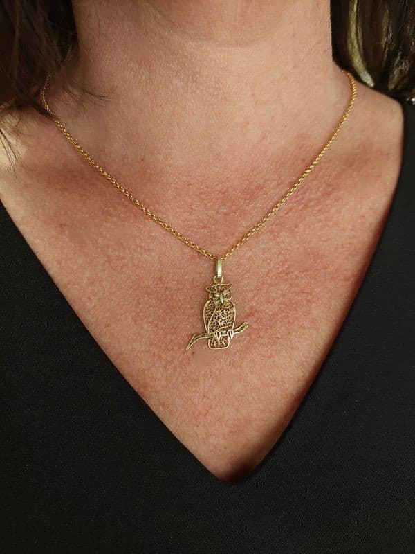 PENDENTIF ANCIEN CHOUETTE FILIGRANE — vue 2