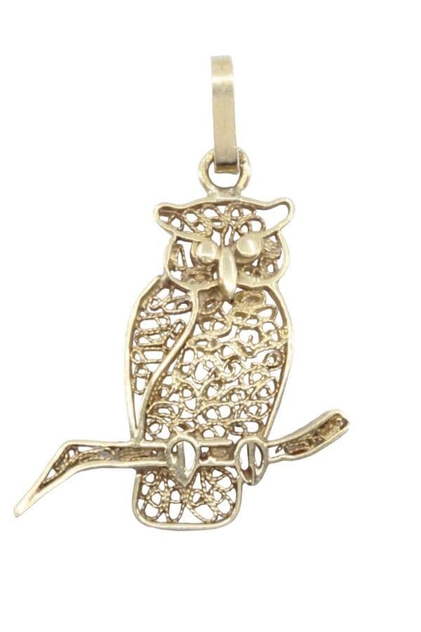 PENDENTIF ANCIEN CHOUETTE FILIGRANE — vue 3