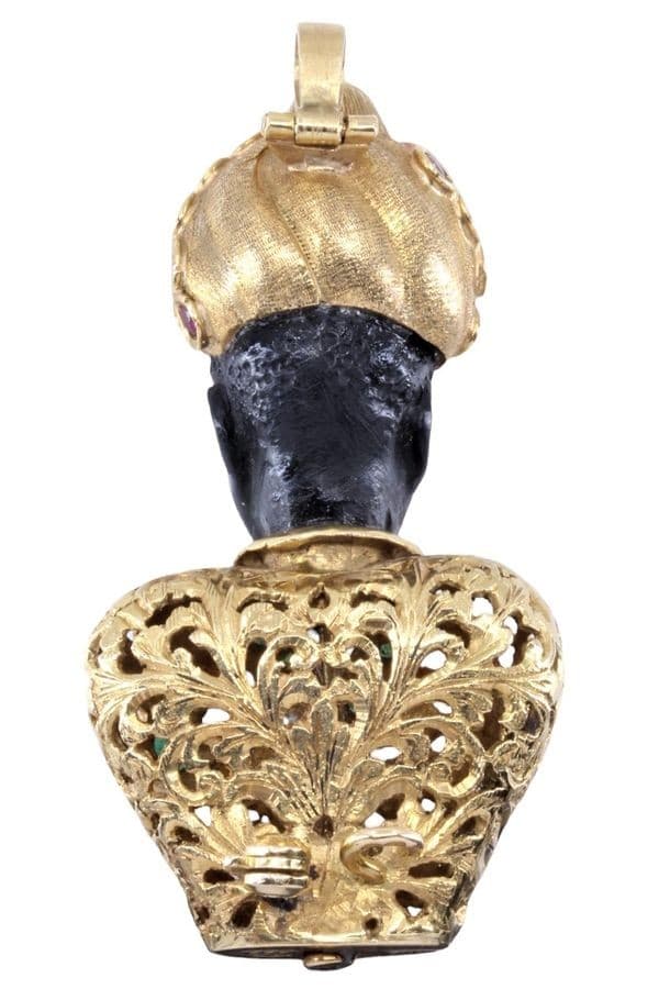 PENDENTIF TÊTE DE MAURE ÉMERAUDES ET RUBIS — vue 4