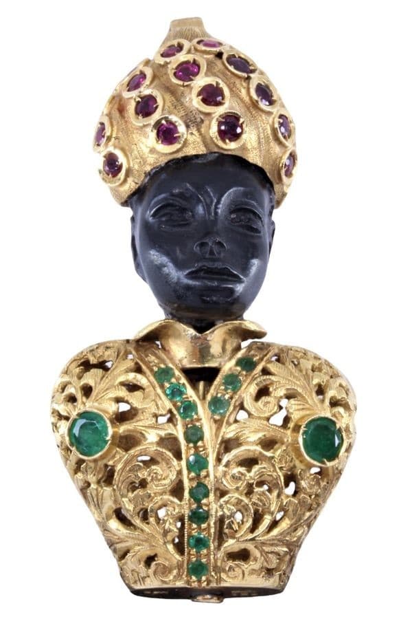 PENDENTIF TÊTE DE MAURE ÉMERAUDES ET RUBIS — vue 1