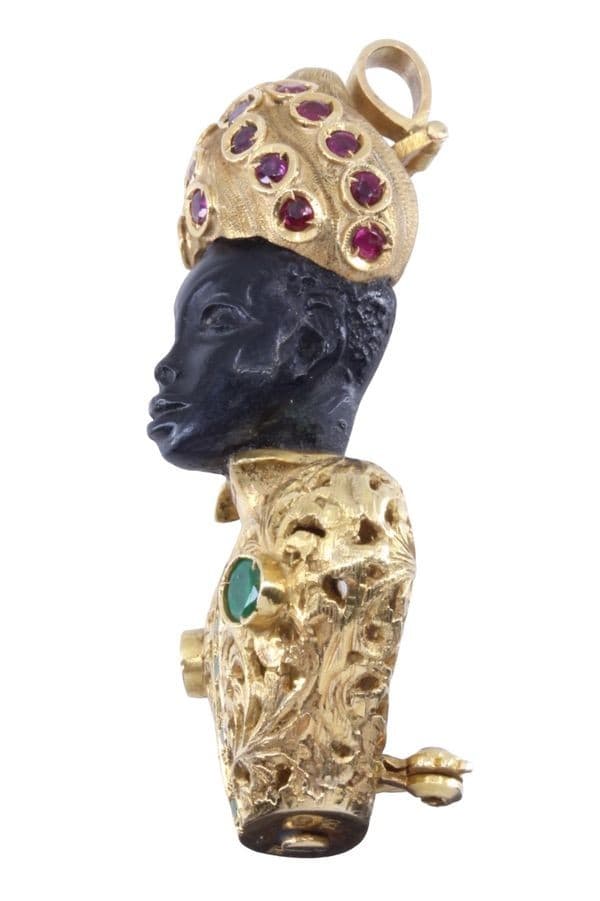 PENDENTIF TÊTE DE MAURE ÉMERAUDES ET RUBIS — vue 3