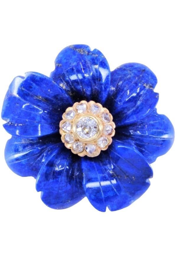BROCHE PENDENTIF EN LAPIS LAZULI ET DIAMANTS — vue 1