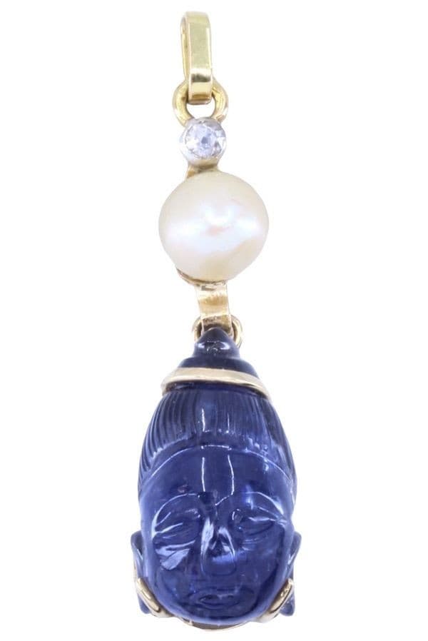 PENDENTIF BOUDDHA AMÉTHYSTE ET DIAMANT — vue 1