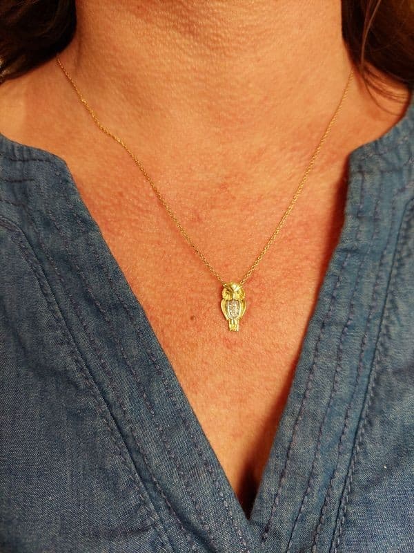 PENDENTIF ANCIEN HIBOU DIAMANTS — vue 2