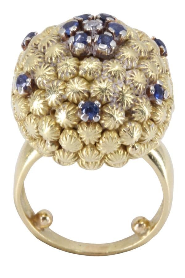 BAGUE BOULE SAPHIRS ET DIAMANT — vue 1
