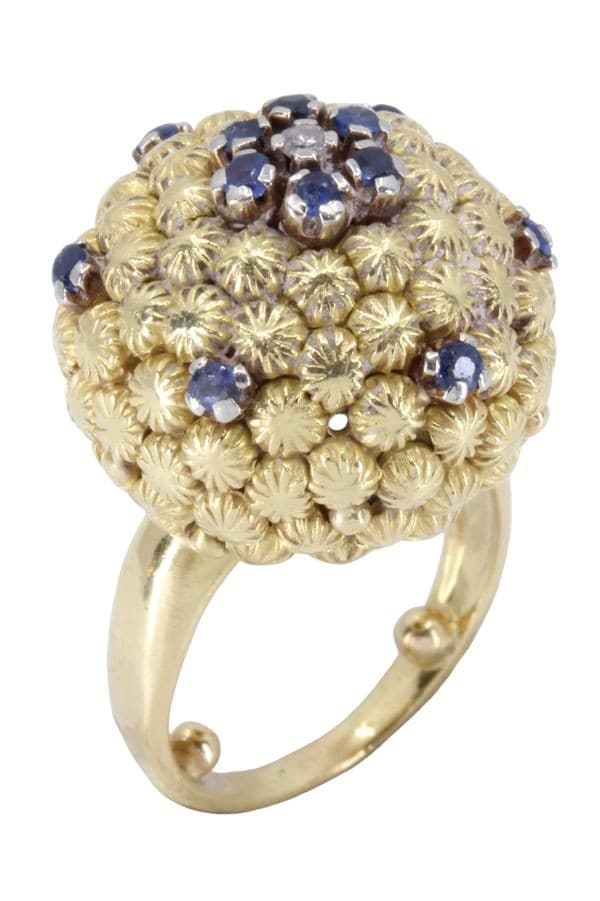 BAGUE BOULE SAPHIRS ET DIAMANT — vue 4