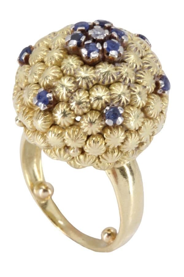 BAGUE BOULE SAPHIRS ET DIAMANT — vue 6