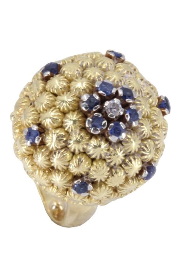 BAGUE BOULE SAPHIRS ET DIAMANT — vue 5