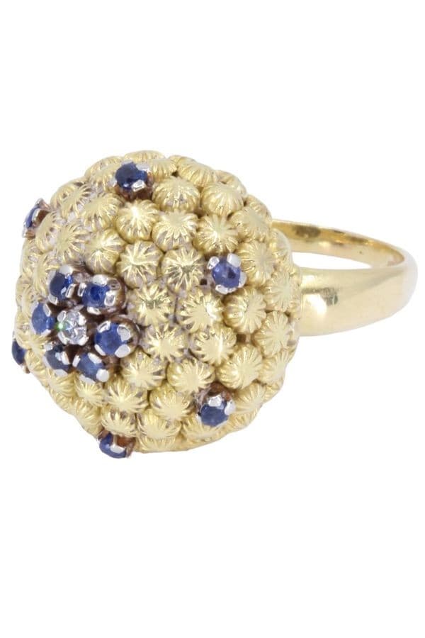 BAGUE BOULE SAPHIRS ET DIAMANT — vue 3