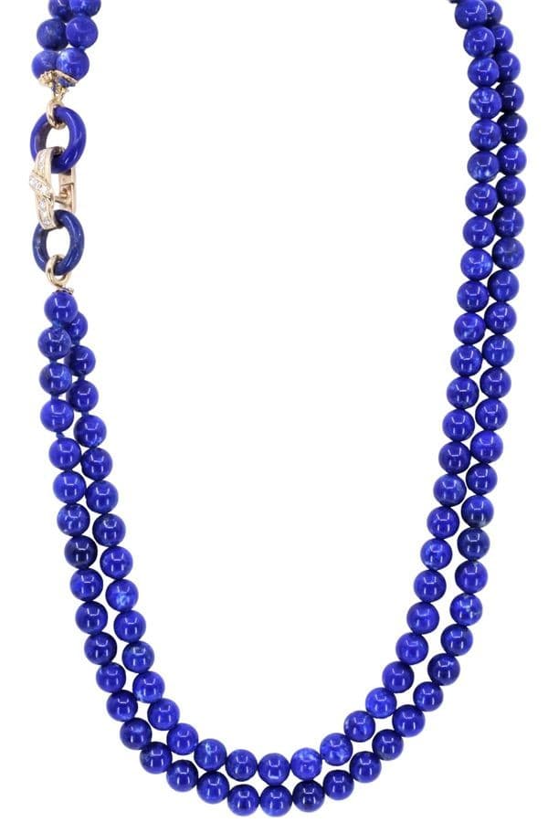 COLLIER LAPIS LAZULI ET DIAMANTS — vue 1