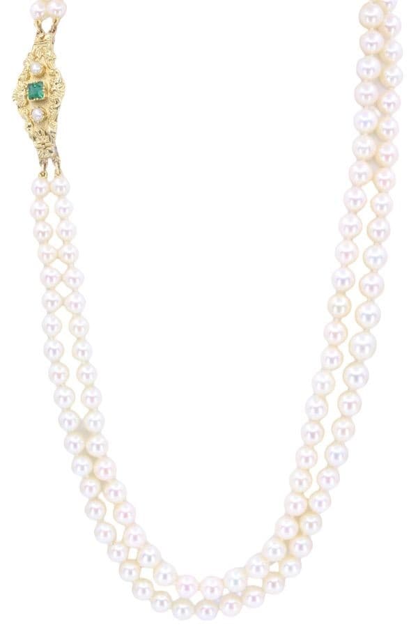 COLLIER DE PERLES ÉMERAUDE — vue 1