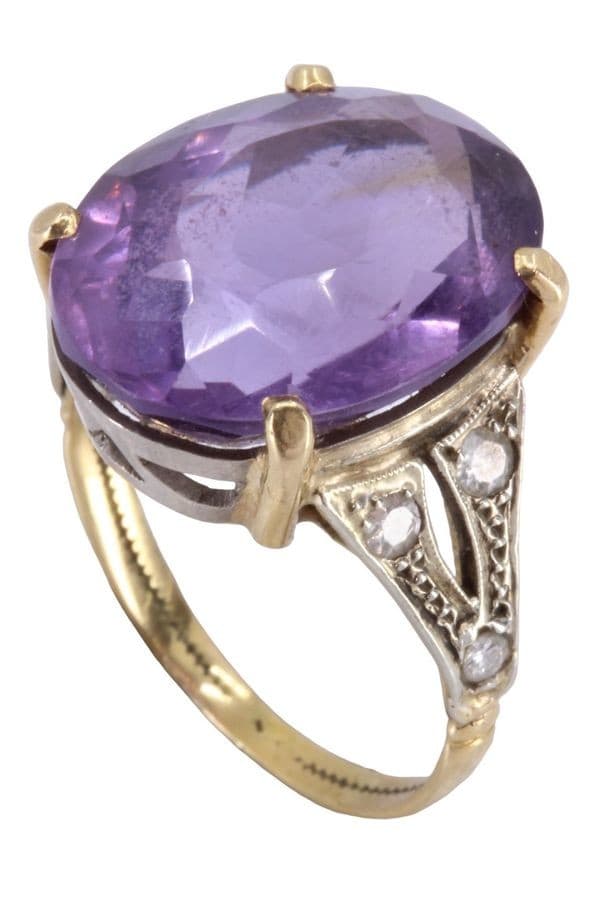 BAGUE AMÉTHYSTE ET DIAMANTS — vue 6