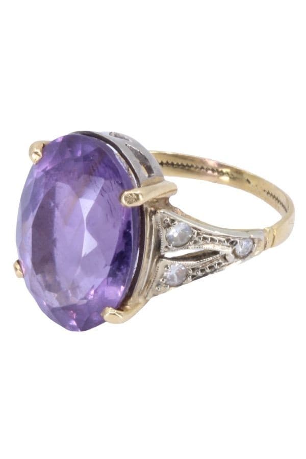 BAGUE AMÉTHYSTE ET DIAMANTS — vue 3