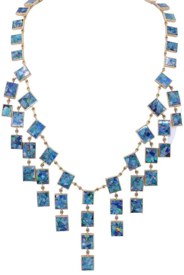 COLLIER ANCIEN MOSAÏQUE D'OPALES — vue 1