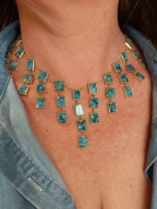 COLLIER ANCIEN MOSAÏQUE D'OPALES — vue 2