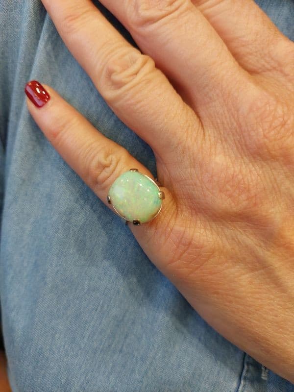 BAGUE OPALE BLANCHE — vue 2