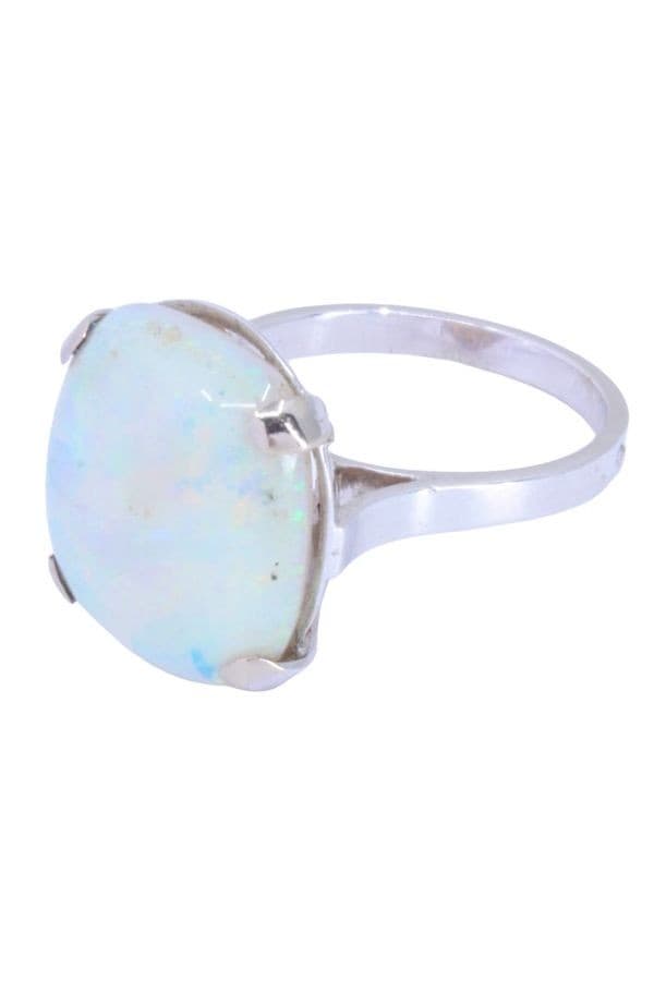 BAGUE OPALE BLANCHE — vue 3
