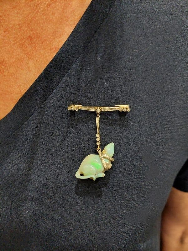 BROCHE RAT ANCIENNE OPALE — vue 3