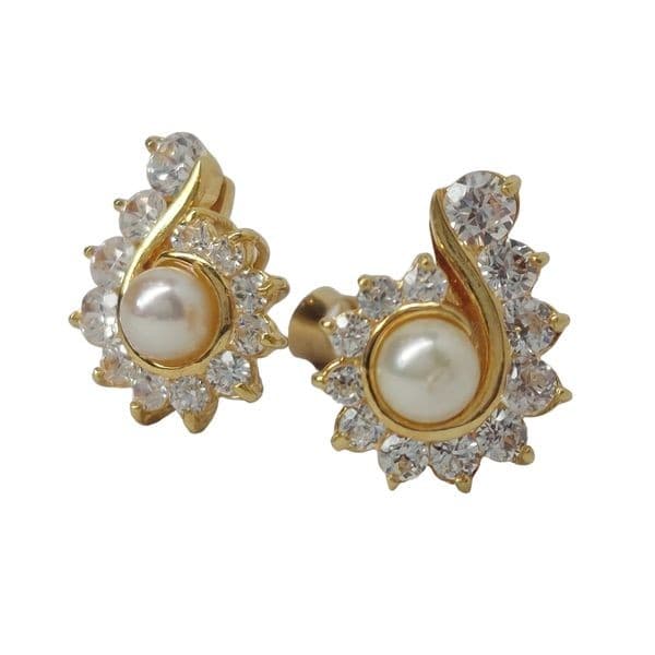 BOUCLES D'OREILLES DIAMANTS ET PERLES — vue 1