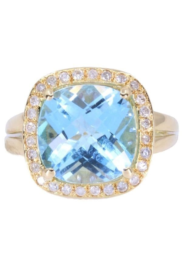 BAGUE MODERNE TOPAZE ET DIAMANTS — vue 4