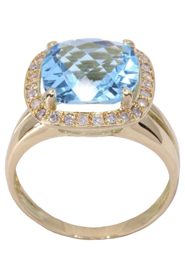 BAGUE MODERNE TOPAZE ET DIAMANTS — vue 1